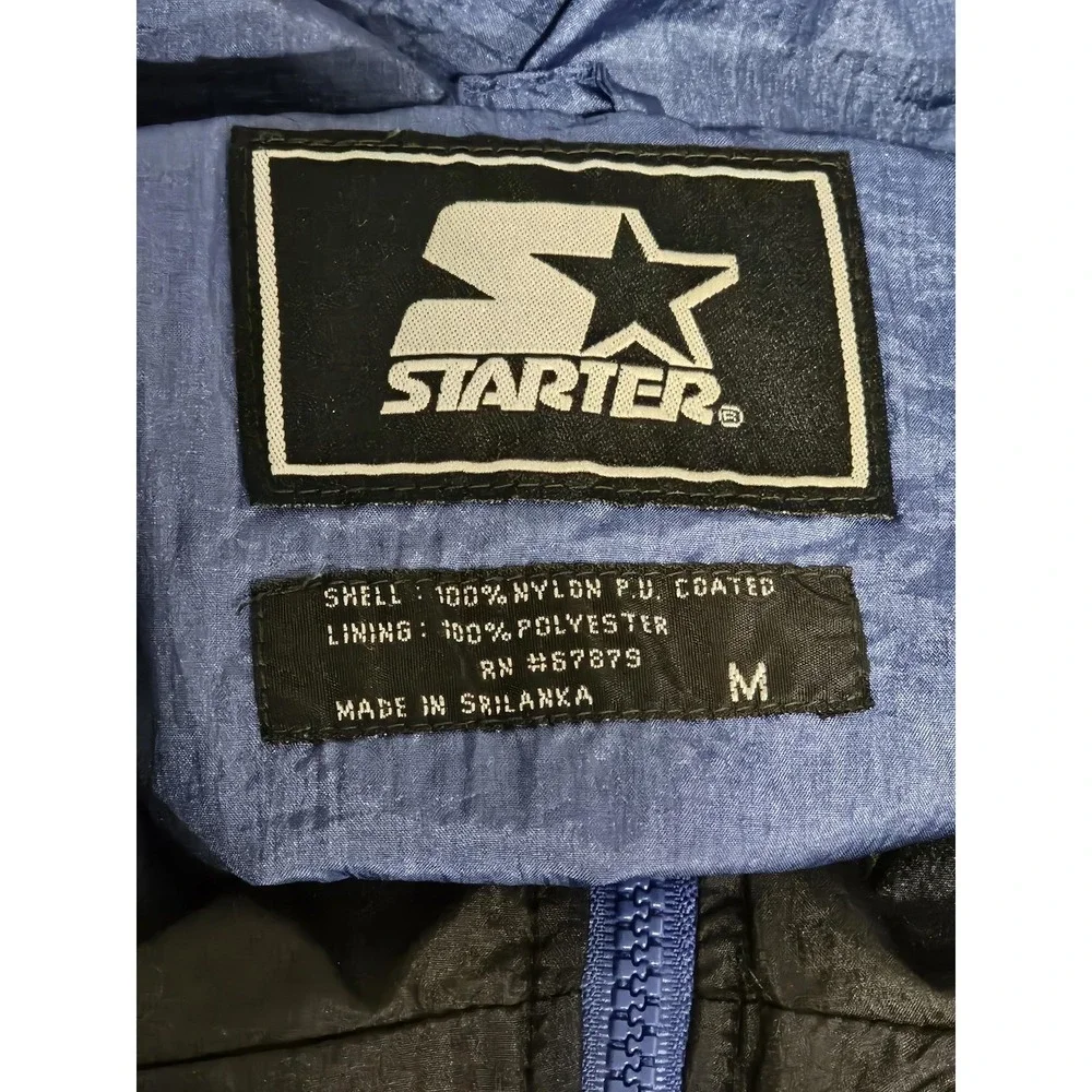 Starter‎ Jacket Mens Medium Blue Lightweight Nylon Lined Full Zip Windbreaker